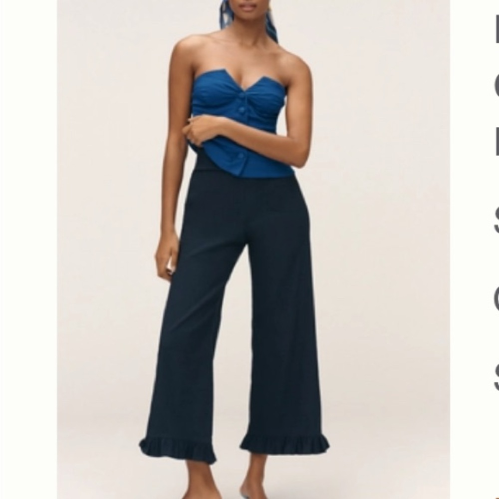 THE COLETTE MAGIC FABRIC RUFFLE-HEM CROP WIDE-LEG PANTS BY MAEVE size 24